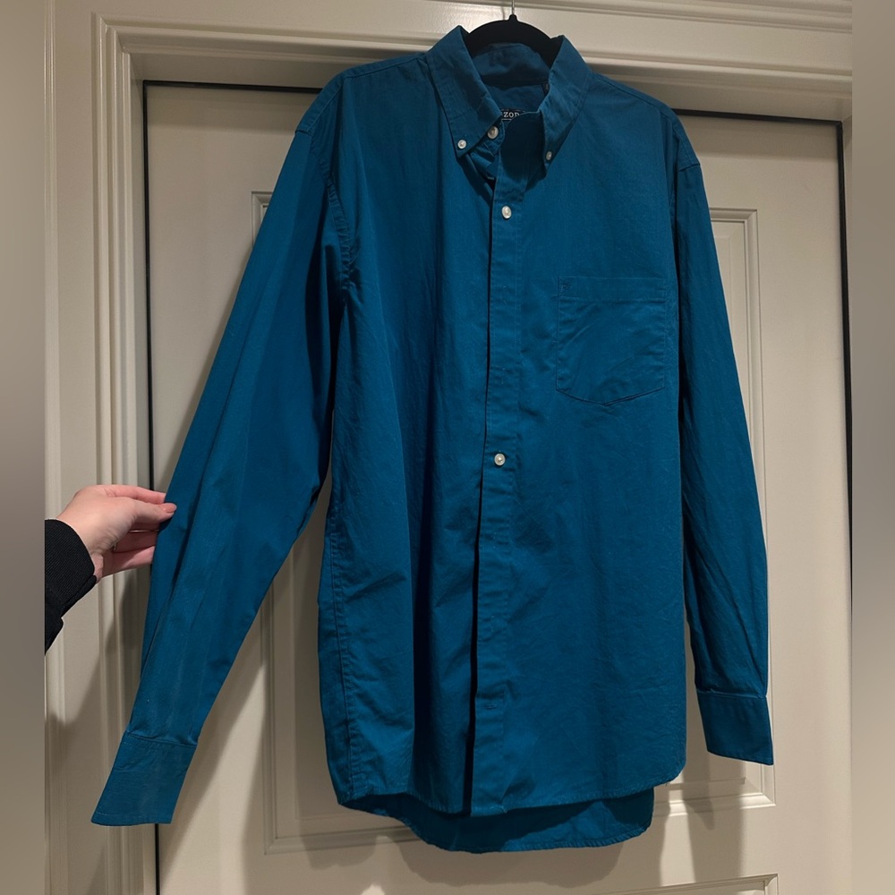 Izod Premium Essentials button down wrinkle free blue size XL TALL